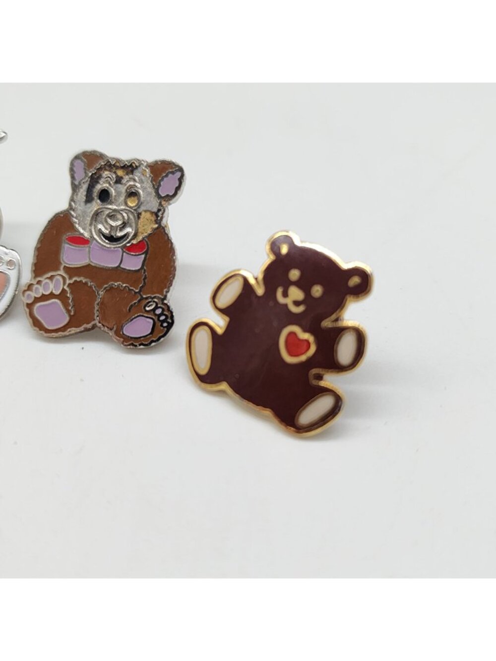 Vintage Animal Lapel Pins Bunny Rabbits & Bears Enamel Gold-Plated Backings - Picture 5 of 6